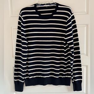 Gap Mens 100% Cotton Navy White Striped Sweater Size Large Preppy Nautical